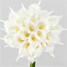 1/5/10件裝 白色馬蹄蘭人造花束，適合婚禮、新娘派對、祝福禮物、居家裝飾，仿真馬蹄蘭花 - 白色黃心 - 查看 3