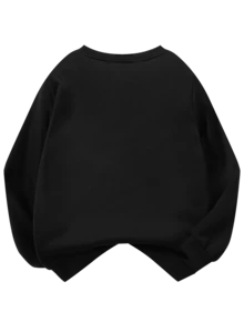 1pc Disney Mickey Mouse Minimalist Line Art Print Toddler Boys Cute Sweatshirt, Soft & Comfortable, Perfect For Daily Play & Casual Outings - Black - View 2