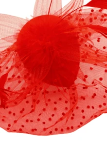 1件 20/50年代女士茶会面纱帽，时尚迷人头饰 - 紅色 - 查看 5