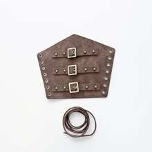 1pc Medieval Knight Prop Leather Handmade Rivet Wristband, Punk Gothic Cosplay Outfit Accessory (Order 2pcs For A Pair) Halloween - Black - View 8