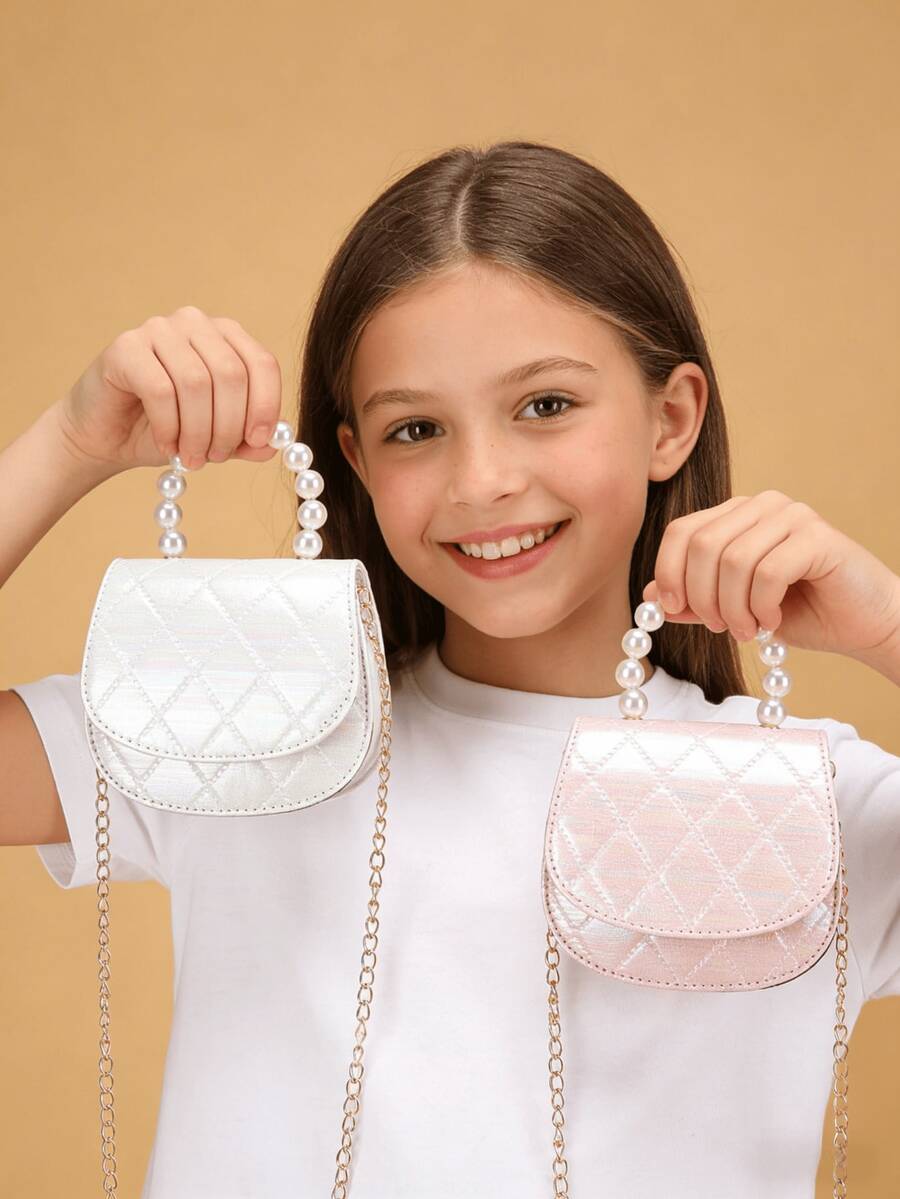 Girls' Children PU Leather Princess Handbag, Fashion Defined Small Crossbody Bag, Holiday Gift, White/Pink/Purple - Multicolor - View 1