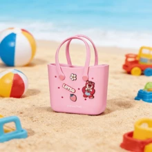 Miniso 名创优品迪士尼卡通洞穴便当包可爱抱抱熊便携沙滩手提包大容量女士旅行单肩包手提包礼品 - 粉色 - 查看 8