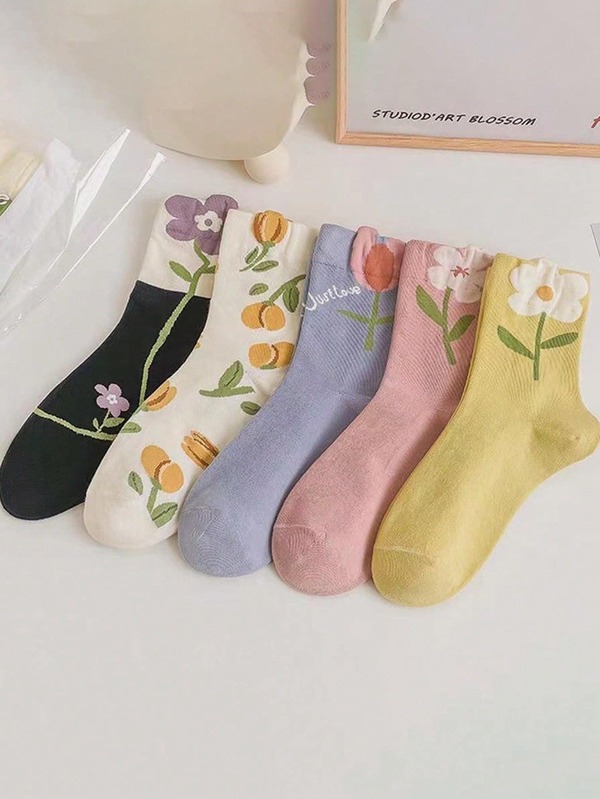 5 paires de chaussettes mi-mollet mignonne, minimaliste et polyvalente