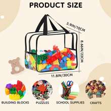 6 Pack Toy Storage Bags Toy Storage Organizer With Labels For Kids, Reusable Clear PVC Board Game Storage With Zipper, Waterproof Travel Bags For Building Blocks, Puzzles - Clear - View 2