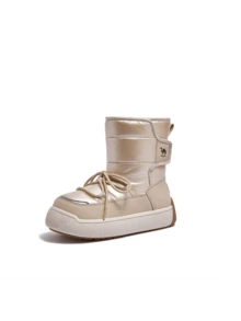 CAMEL CROWN Women's Winter Thick-Soled Snow Boots Plus Velvet Thickened Outdoor Warm Mid-Tube Cotton Shoes - Apricot - View 1