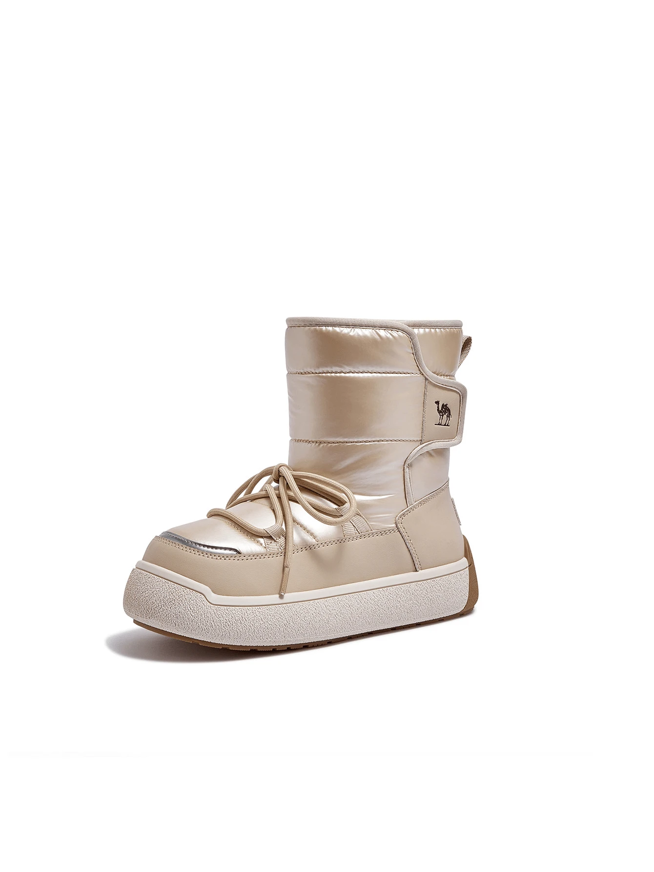 CAMEL CROWN Women's Winter Thick-Soled Snow Boots Plus Velvet Thickened Outdoor Warm Mid-Tube Cotton Shoes - Apricot - View 1