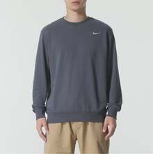 Nike French Terry Embroidered Casual, Versatile, Comfortable, And Durable Pullover Crewneck Sweatshirt, Unisex. - Dark Grey - View 4