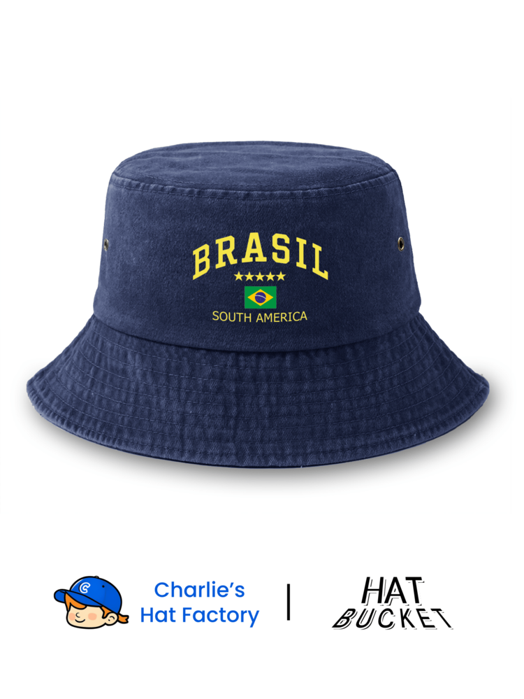 1pc Unisex Vintage Washed Bucket Hat - "Brazil" National Flag And 5-Star Pattern - Provides Earthy Colors (Black, Navy, Gray, Khaki) And Vibrant Colors (Burgundy, Ginger) - Soft "Denim Look" Bucket Hat Suitable For Football Fans And Gifts - Vintage - View 8