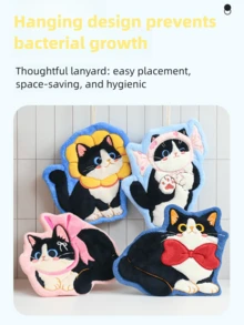 1条可爱猫咪造型多巴胺吸水性强、触感柔软的手巾，竖款设计节省空间，适合浴室和厨房装饰，色彩鲜艳，可用作浴室/厨房装饰布或厨房毛巾 - 彩色 - 查看 8