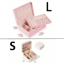 1 Peça Caixa de Armazenamento de Brincos em Couro PU à Prova d'Água, Organizador de Joias Portátil de Camada Dupla para Anéis, Brincos, Colares, Pulseiras, Caixa Protetora de Joias à Prova de Poeira e Oxidação, Presente para Namorada, Mãe, Volta às Aulas - Multicolorido - Visão 7