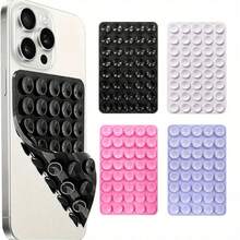 硅胶吸盘支架套装 4 件装，经典双面 40 个硅胶吸盘，手持自拍杆/支架，多功能粘性手机支架，可重复使用粘垫，用于手机支架或握持，方便自拍、视频等。易于粘贴，易于清洁，兼容 和安卓系统。非常适合淋浴时视频录制和摄影。节日礼物，手机配件，情人节礼物。 - 彩色 - 查看 12