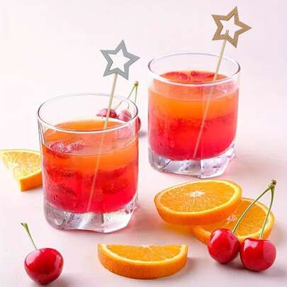 Khoảng 50 chiếc/gói Hình ngôi sao năm cánh rỗng lớn màu vàng và bạc, trang trí bánh ngọt, tráng miệng, salad, sandwich, thích hợp dùng một lần cho khách sạn, nhà hàng, tiệc tùng.