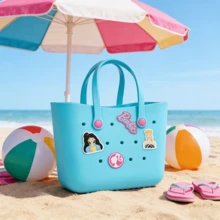 Barbie Large Capacity Tote Bag, Cute Sunshine Glitter Series Beach Bag, Kawaii Picnic Handbag, EVA Perforated Lunch Bag, Storage Bag, Anime Decor Gift - Blue - View 6