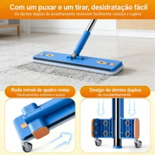 1Set Conjunto Esfregão de Microfibra com Balde Dobrável, Raspador e Desidratação - Azul, Rodízios na Base, Gancho + Sacola de Entrega, Ideal para Limpeza Residencial em Cozinha, Sala e Quarto - A - Visão 2