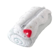 1pc New Cream Swiss Roll Plush Pencil Case, Cute Student Large Capacity Desk Stationery Box Pencil Bag - Swiss Roll - View 8