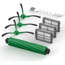 适用于 iRobot Roomba Plus 405 套装/505 套装/507 套装的 1/6/8/16/25 件装扫地机器人配件，包括 2 个主刷、6 个尘袋、6 个拖布、4 个滤网、6 个边刷和 1 个清洁工具 - 彩色 - 查看 9