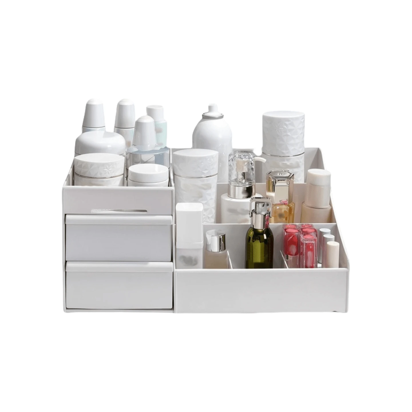 Men's And Women's Universal Skincare And Perfume Storage Cabinet, Men's And Women's Cologne Storage Cabinet, Countertop Storage Cabinet, Layered Design, Zoned Storage, Meeting Your Different Storage Needs, Perfume And Skincare Drawer - Very Suitable For Bathroom And Bedroom Storage (White), Simple White Design, Elegant And Generous, Suitable For Various Family Occasions, Essential For Home Items - 白色 - 查看 1