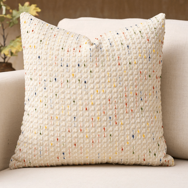 1 pieza Funda de almohada decorativa cuadrada de chenilla a cuadros geométricos, adecuada para sofá, sala de estar, dormitorio, estilo rústico, también se puede usar como regalo, sin relleno