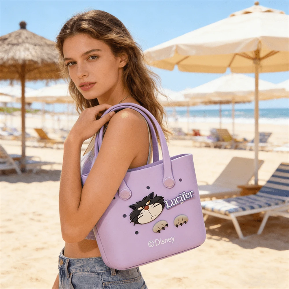 Túi Bento hình hang động hoạt hình Disney Miniso dễ thương hình Lucifer, túi xách tay du lịch cỡ lớn dành cho nữ, túi đeo vai du lịch, quà tặng. - Màu tím - Xem 1