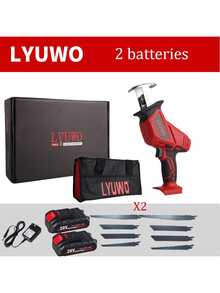 LYUWO锂电池工具，军用锯，往复锯，手锯，可充电锂电池通用锯，小型家用电锯。可切割木材、金属、塑料，修剪树枝，便于携带，采用合金钢链条材质，非常耐磨，配备大容量锂电池和2套锯片。 - 酒紅色 - 查看 10