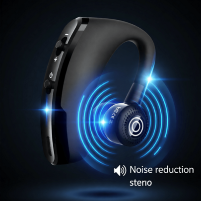 Bluetooth Headset Wireless Business Single earpiece Voice answer in ear earbuds for Trucker Driving Running 10 Hour Battery Noise Cancelling Headphones Black V9