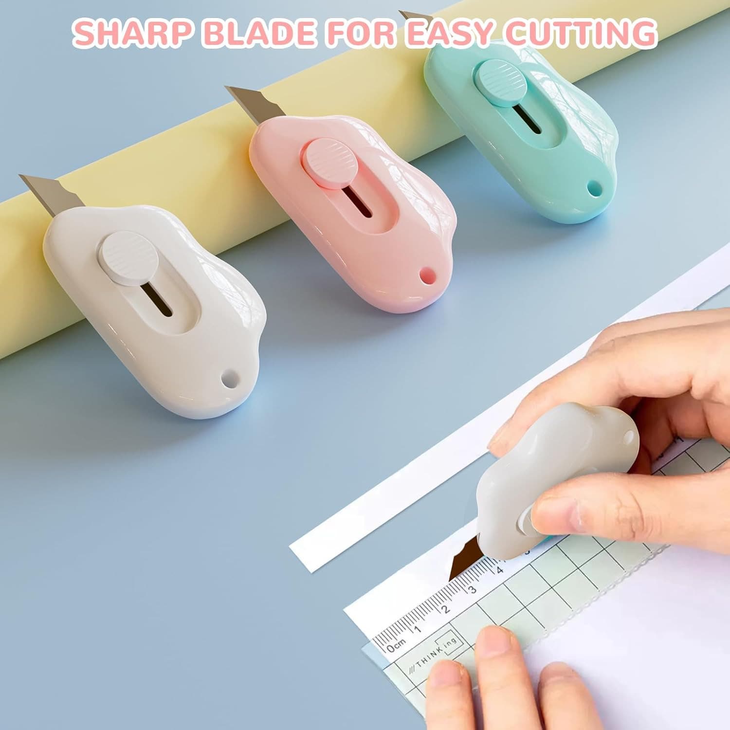 1 pieza Cuchillo/Cortador de cajas/Abridor de sobres/Cortador de sobres con forma de nube mini, Cortador de papel portátil con forma de nube y orificio para llavero - forma de nube - Ver 1