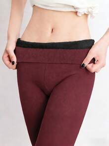 1条200克保暖紧身裤，高腰酒红色不透明连裤袜，加厚加绒保暖长袜 - 彩色 - 查看 3