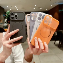 1pc Orange Ultra-Thin Matte Frosted Large Window Soft TPU Full Coverage Phone Case For Apple 17 Pro/17 Pro Max/17/16 Pro/16 Pro Max/16 Plus/16/15 Pro/15 Pro Max/15 Plus/15/14 Pro/14 Pro Max/14 Plus/14/13 Pro/13 Pro Max/13/12 Pro/12 Pro Max/12/11 Pro Max/11/11 Pro And Galaxy S26 Ultra/S26 Plus/S26/S26 Edge/S26 Pro/S25 Ultra/S25 Plus/S25/S25 Edge/S25 FE/S24 Ultra/S24 Plus/S24 - Orange - View 3