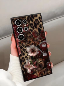 Cheetah,Leopard Print 1pc Leopard Print Floral Pattern Soft TPU Protective Phone Case, Scratch-Resistant And Shock-Proof, Compatible With Huawei Honor, Compatible With Redmi, Compatible With Galaxy A/S Series, Compatible With Pixel 6A/7A/8A, 12T/13T/14T,International Version, Not The Domestic Version - Black - View 3