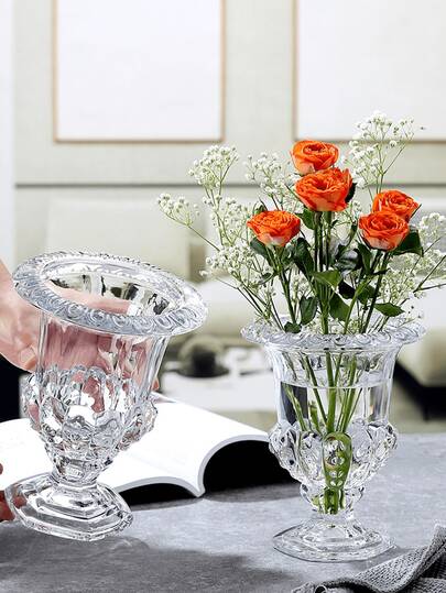 欧式创意奢华罗马风格灯笼，高挑玻璃花瓶，透明花卉摆件，小型烛台，适用于卧室、民宿和户外婚礼装饰