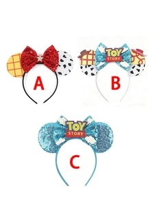 1pc Cartoon Cute Glitter Ear Headband, Bow Decor Princess Costume Accessory, Shiny Party Essential, Theme Park Travel Hair Accessory, Suitable For Student Gatherings, Masquerade, Role Play, Theme Park Trips, Ideal Gift For Couples, Princess Cosplay, Birthday Celebration, Christmas Party (Random Color And Style) - Random Styles - View 8