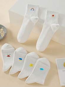 6 Pairs Minimalist Fashion Versatile Casual Mid-Calf Socks - Multicolor - View 3