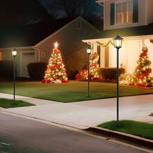 2pcs Hoodink Solar Powered Outdoor Lamp Posts - Black Patio Lights With Built-In Lithium Battery, Automatic Solar Garden Lighting For Pathway, Yard, Porch, Driveway - Modern Landscape Lighting, Solar Outdoor Lights, Pathway Illumination, Energyefficient Ligh - màu đen - Xem 7