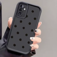 1pc Black Polka Dot TPU Shockproof Phone Case, Thick Anti-Slip Protective Cover Compatible With Huawei, Honor, Redmi, Galaxy S26, S26 Plus, S26 Ultra, - Black - View 1