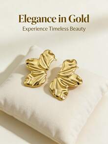 Stainless Steel Gold-Plated Ear Studs, Low Allergenic, Nickel-Free, Women's Exaggerated Ear Studs, Thick Gold Women's Ear Studs, Fashion Declaration Geometric Texture Lightweight Anti-Allergy Ear Studs, Retro Jewelry Dance Party Gifts, Women's Ear Studs, Fashionable Heavy And Unique Pendant Ear Studs, Women's Gold Earring Sets, Exquisite Gold-Plated Pendant Ear Studs, Anti-Allergy Ear Studs, Fashion Jewelry, Women's Gifts, Party Gifts - Multicolor - View 2