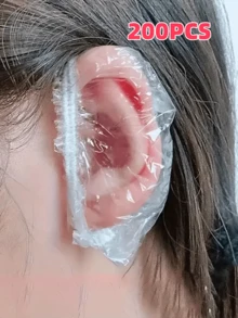 100pcs/Pack Disposable Plastic Waterproof Ear Covers, Shower, Salon Hair Dye Ear Covers - Multicolor - View 9
