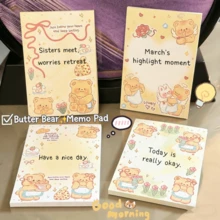 4pcs High-Value Butter Bear Sticky Notes - Multi-Functional Schedule Planner Memo Pad For Students - 4pcs/random - View 7
