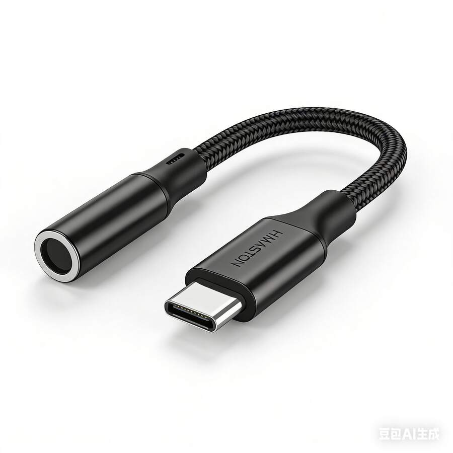 H'maston ZHQ-18/ZHQ-19 USB-C/Lightning Type-C To 3.5mm Headphone Adapter Cable - 黑色 - 查看 1