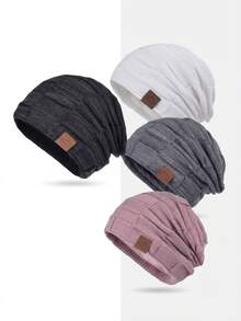 1/2pcs Unisex Autumn/Winter Warm Thermal Lined Beanie Hat, Versatile Knit Cap Suitable For Daily Wear, Hiking, Etc. - H - View 14