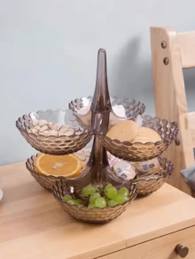 Multi-Layer Fruit Plate, High Foot Fruit Plate, Household Living Room Coffee Table Candy Box Fruit Plate Dried Fruit Plate Melon Seeds Snack Storage Box - Multicolor - View 4