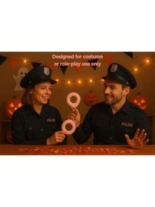 JASINCESS Plush Toy Handcuffs Toy Handcuffs Stage Costume Props Halloween Cosplay Props - Red - View 6