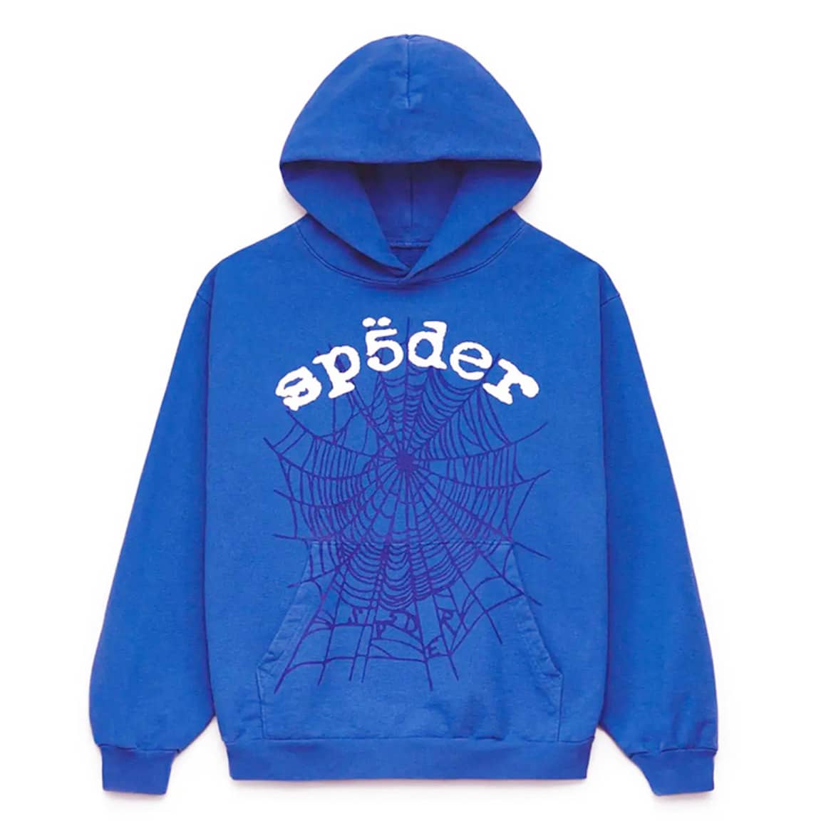 SP5DER Spider Worldwide Tracksuit Hoodie Set Cobweb Spider Style, Letter Print, Hip Hop,Long Sleeve Fashion Sweatshirt, Casual Tracksuit Long Sleeve Athletic Suit, Couple MatchingDesign, Designed For Both Men And Women - Áo hoodie màu xanh dương - Xem 1
