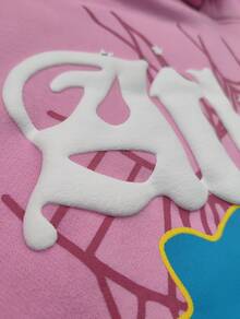 Sp5der Atlanta Printed Hoodie | Authentic Soft Fleece Premium Heavyweight Outerwear| Unisex For Both Men And Women | Casual Daily Layering Streetwear Outerwear - Hồng - Xem 4