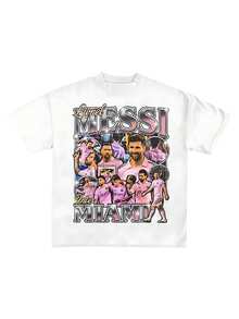 BREATHABLE SUMMER Comfortable Summer Lionels Messis Football Star TShirt Men Men Short SLEEsve Cotton Tees Brand TShirt Men's And Men's Clothing Summer Y2k Tops - 白色 - 查看 1