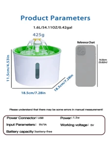 1.6升/54盎司自动宠物饮水机，运行安静，包含1个滤芯，水位指示器，易于清洁，适合多宠物家庭 - 1.6升 - 查看 7