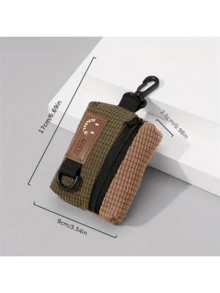 Mini Retro Colorblock Zipper Pouch, Lightweight Coin Purse, Portable Versatile Earphone Bag - Màu xanh Ô liu - Xem 3