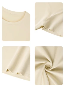 男士东方绘画花卉印花休闲圆领短袖上衣 - 杏色 - 查看 8