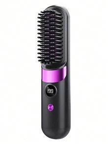 New USB Rechargeable Hair Straightener Brush, Wireless Portable Hair Straightener, Negative Ion Hair Care, 2-In-1 Hair Straightener & Curler, Battery Capacity: 1800mAh - Multicolor - View 12