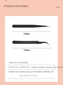 不锈钢黑色镊子，加厚斜角镊子，手工DIY工具，适用于日记、美甲、DIY手工、剪贴簿、串珠和精细项目，复古卡片镊子 - 多色 - 查看 10