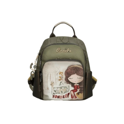  ANEKKE | Mochila feminina Anekke Muse – Mochila média verde multicolorida – Mochila casual com zíper – Vários compartimentos – Estilosa e charmosa – Modelo 42705-213